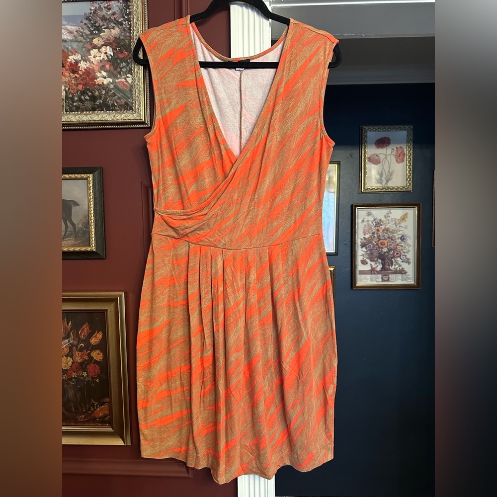 Willi Smith Tropical Dress Coral Tan Size Large